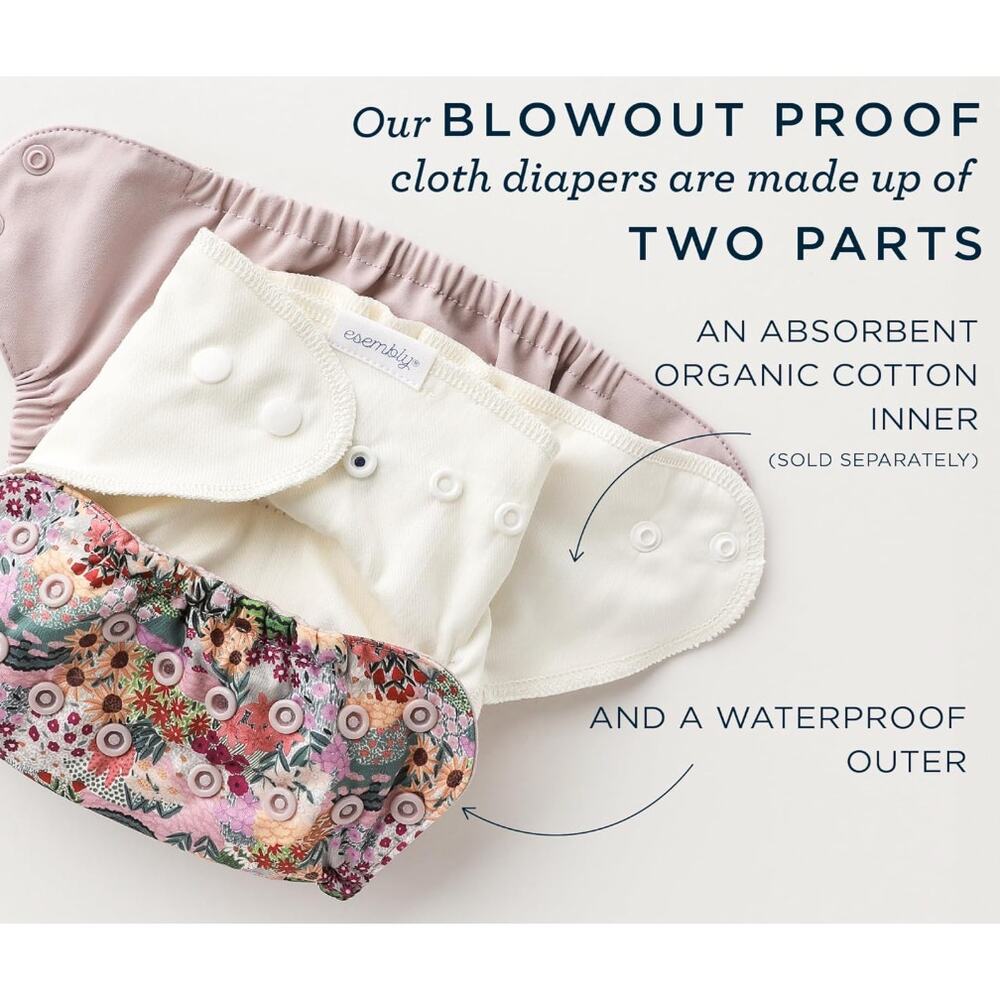Esembly Cloth Diaper Cover - Reusable Swim Diaper, Waterproof, Breathable- Blush - Picture 6 of 7
